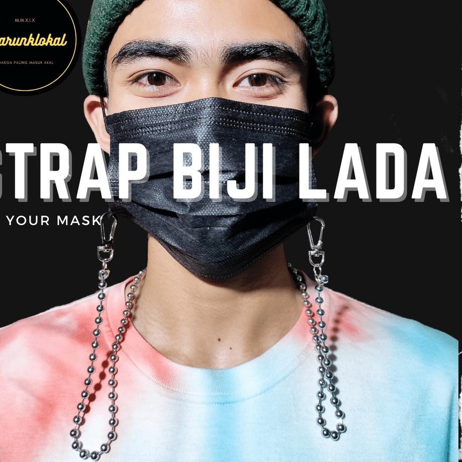 (O3)E✪) STRAP MASKER PRIA PREMIUM STREP MASKER RANTAI BIJI LADA TALI MASKER ROCKER TERBARU DARI WARU