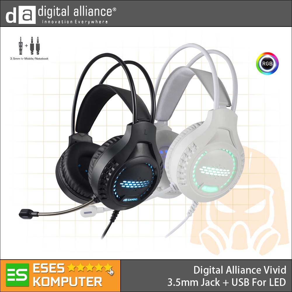 Headset DA Digital Alliance Vivid RGB LED | 3.5mm Jack Headset Gaming