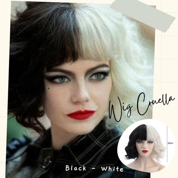 Extension Wig Cruella Black & White - Poni Curly 32Cm