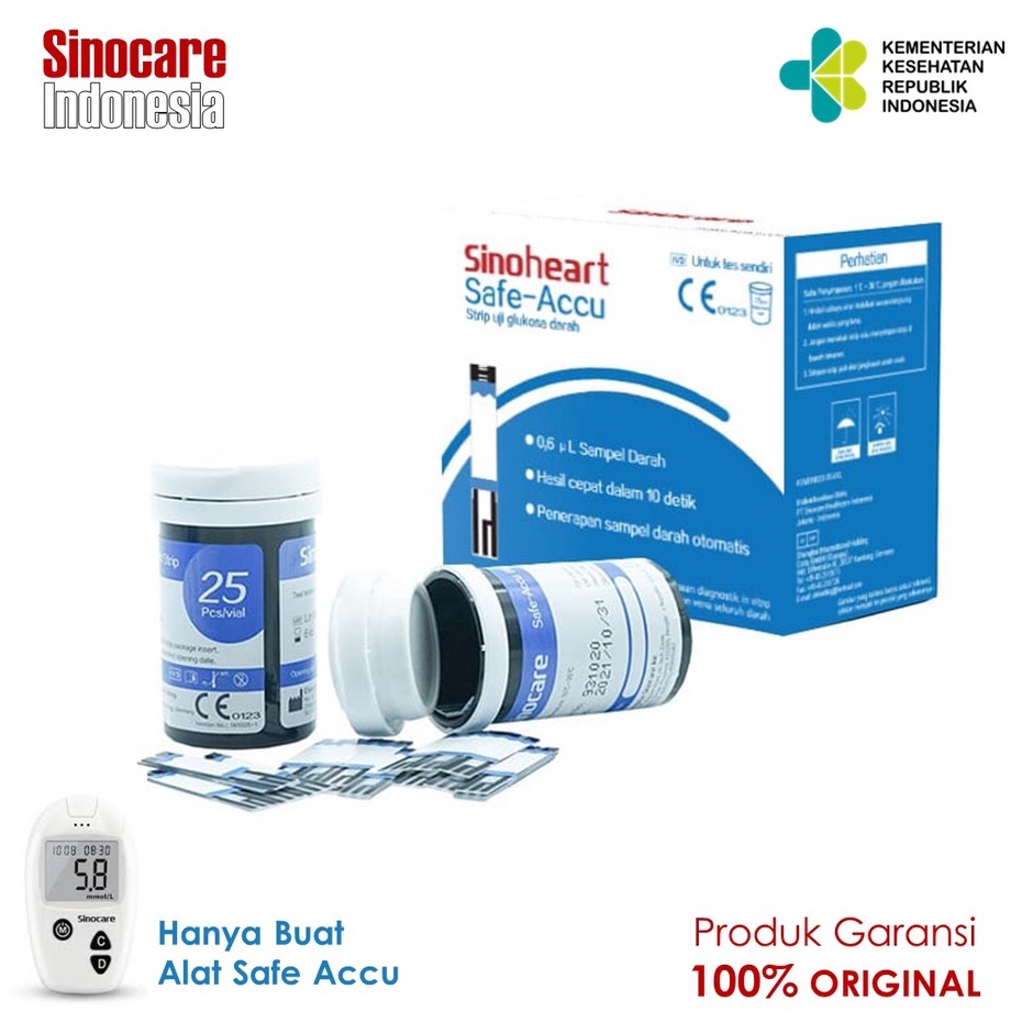 Strip Uji Gula Darah Sinocare Safe-Accu (Isi 50 Pcs)