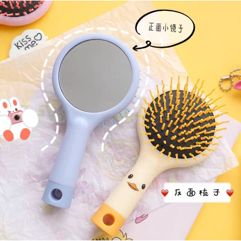 Sisir Cermin Anak Bentuk Bulat Sisir Comb Anti Sakit &amp; Anti Rontok / Sisir Portabel Bulat Hair Comb