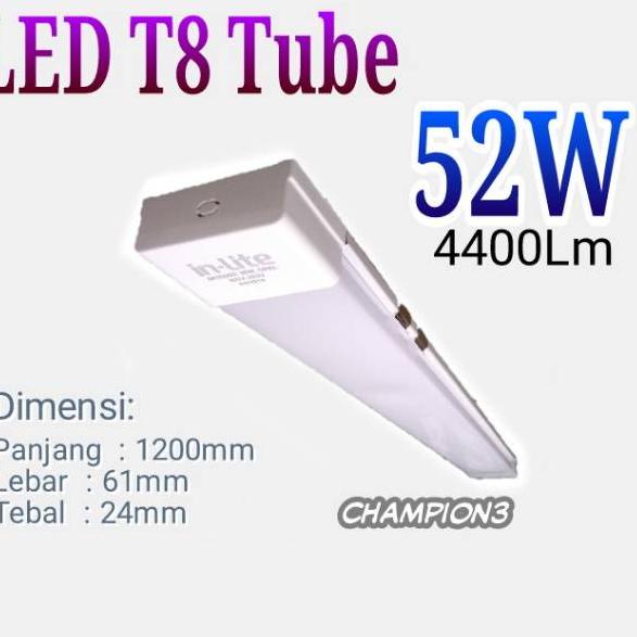 [112] Lampu T8 LED 52w panjang 120cm 220V super terang IN-LITE POL2