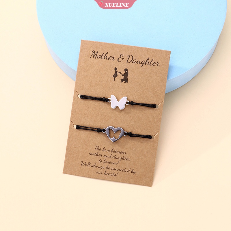 2pcs /Set Gelang Liontin Kupu-Kupu Untuk Wanita Gadis Gelang Persahabatan Handmade Anyaman Sembunyi Tali Gelang Untuk Ibu Anak [ZXL]