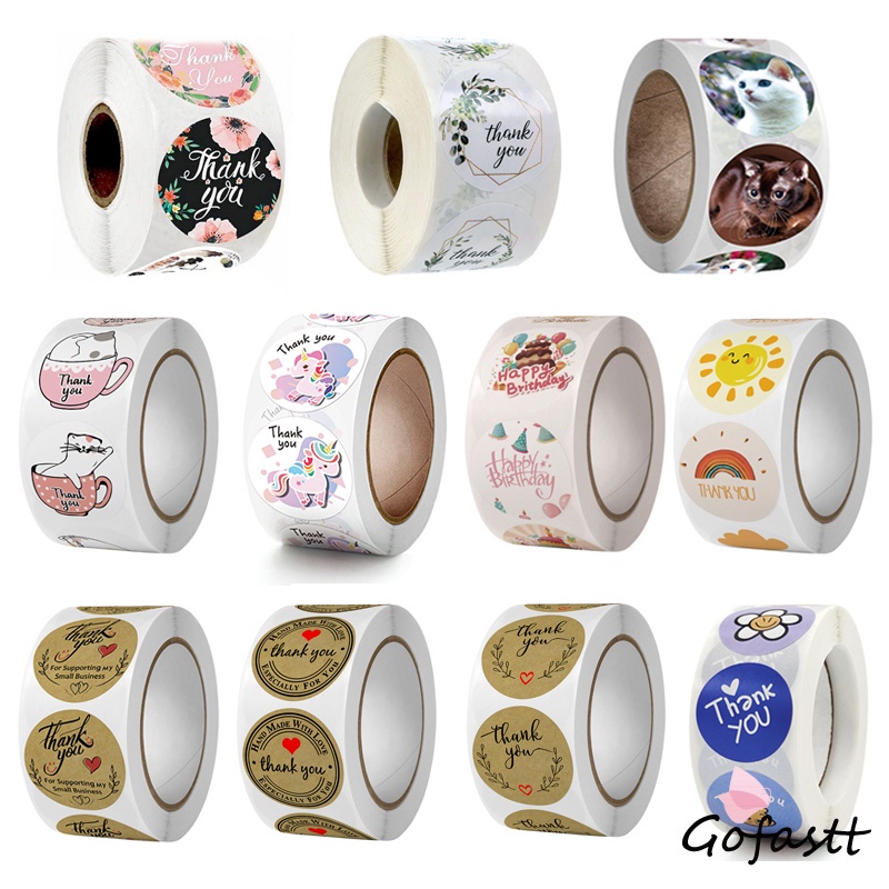 

500 pcs / 1 roll stiker terima kasih / stiker thank you / aksesoris / label / Ulang Tahun / stiker G