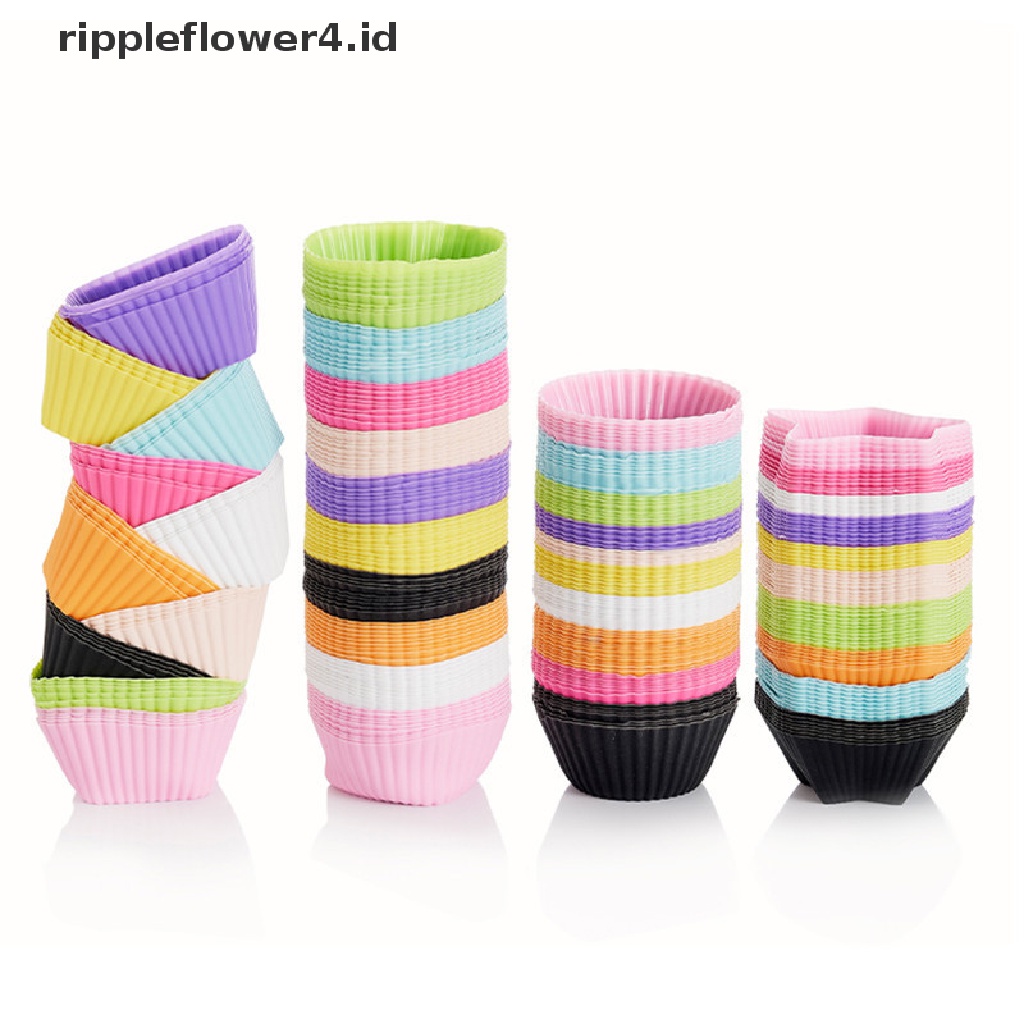 {rippleflower4.id} 4pcs/set Mini Persegi Segi Lima Bulat Bentuk Hati Silikon Muffin Kue Cetakan Baking Aksesoris~