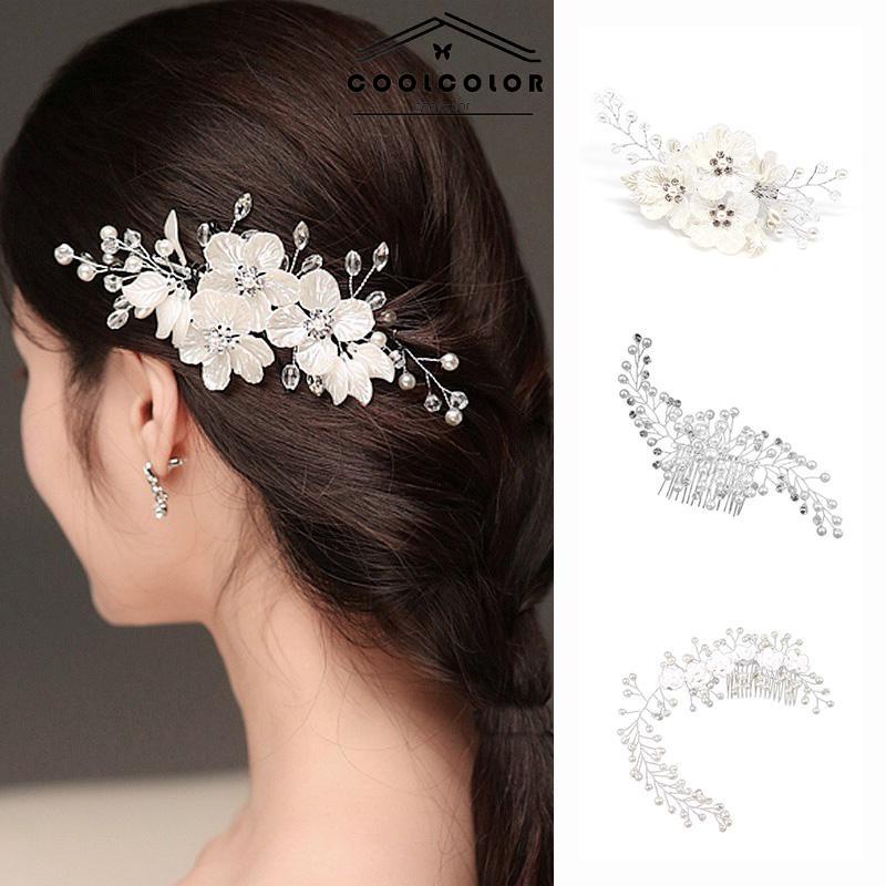 COD❤️Klip Samping Wanita Kartu Rambut Kristal Kartu Rambut Mutiara Aksesoris Rambut Aksesori Pernikahan Hiasan Kepala- cl