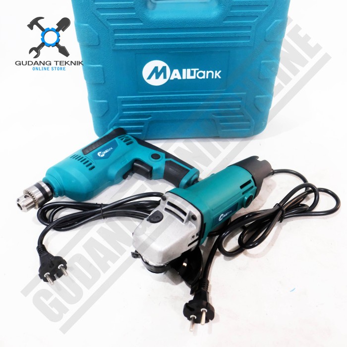 PAKET Mesin Gerinda Mesin Bor Tangan Listrik SET SH119 MAILTANK / Angle Grinder Electric Drill Grenda Bor Listrik Tangan SH-119 MAILTANK