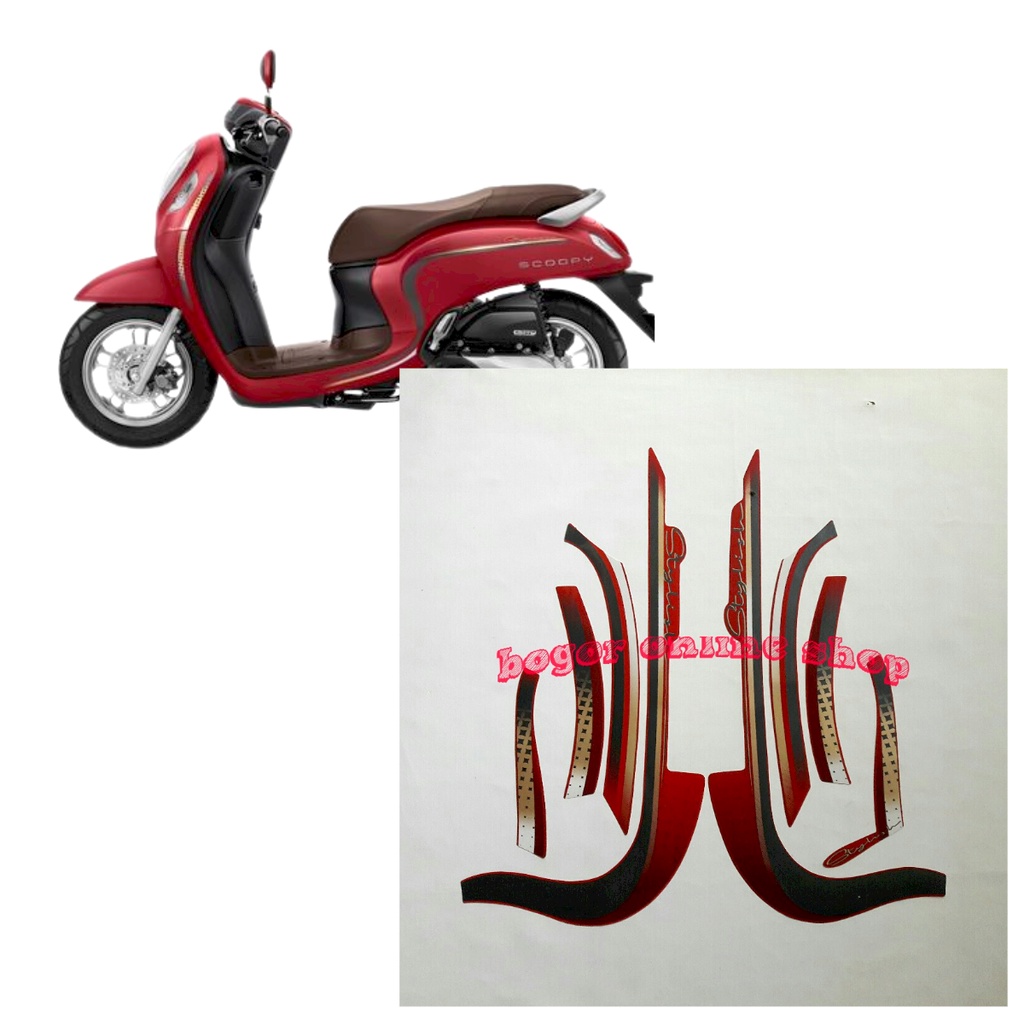 sticker striping body motor scoopy stylish 2022 merah