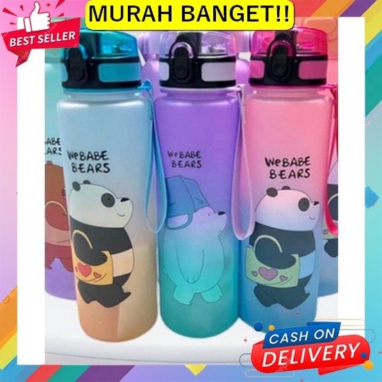 Botol Minum 2 In 1 / Botol Air Minum Anak 2 Sekat 420 Ml + Stiker Botol Motivasi Beruang Anak 1000 M