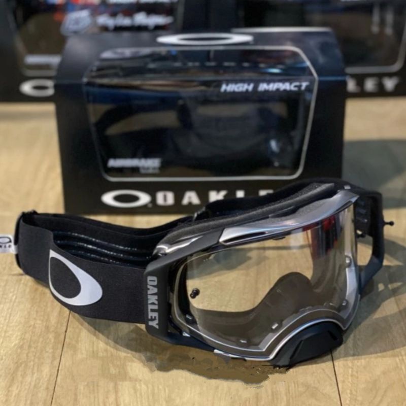 Kacamata Goggle OAKLEY Airbrake Tuff Block Black Gunmetal Clear