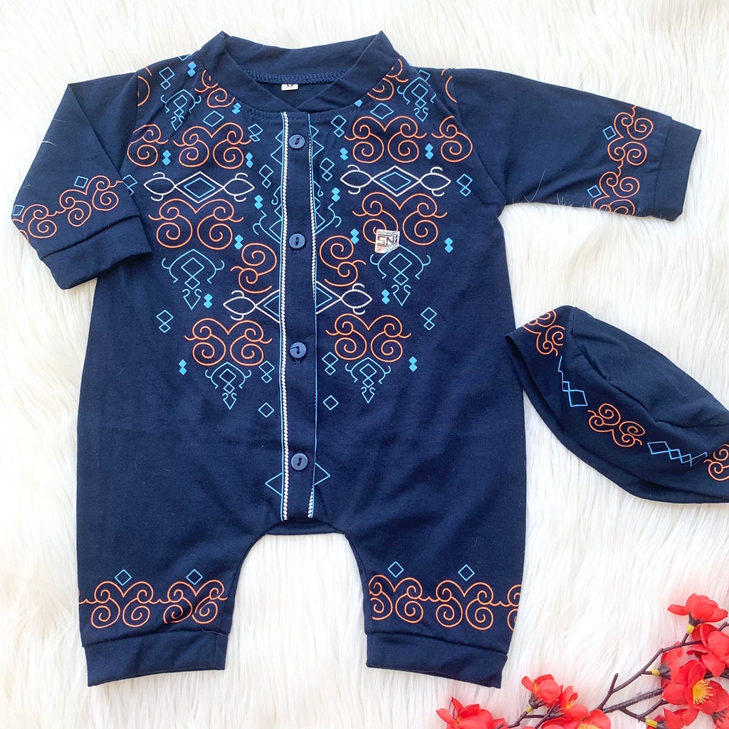 Baju setelan koko romper peci lebaran fashion anak bayi cowok laki baby boy musim murah -mir