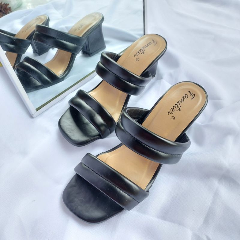 Sandal Selop Balon 2 Ban Wanita Empuk Nyaman Dipakai Heels 6 cm (Misel)