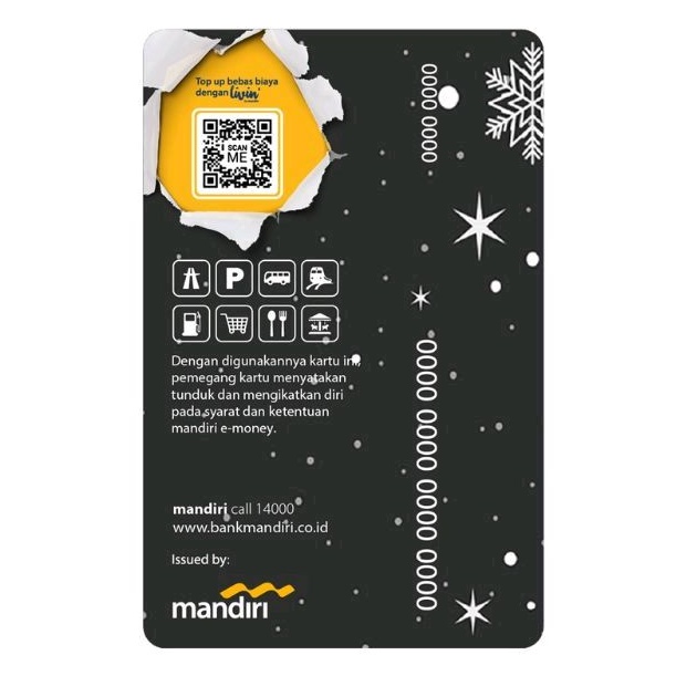 Mandiri eMONEY Edisi NATAL/CHRISTMAS SANTA CLAUSE Grey Background ORI /Like Tapcash Flazz eToll or Brizzi