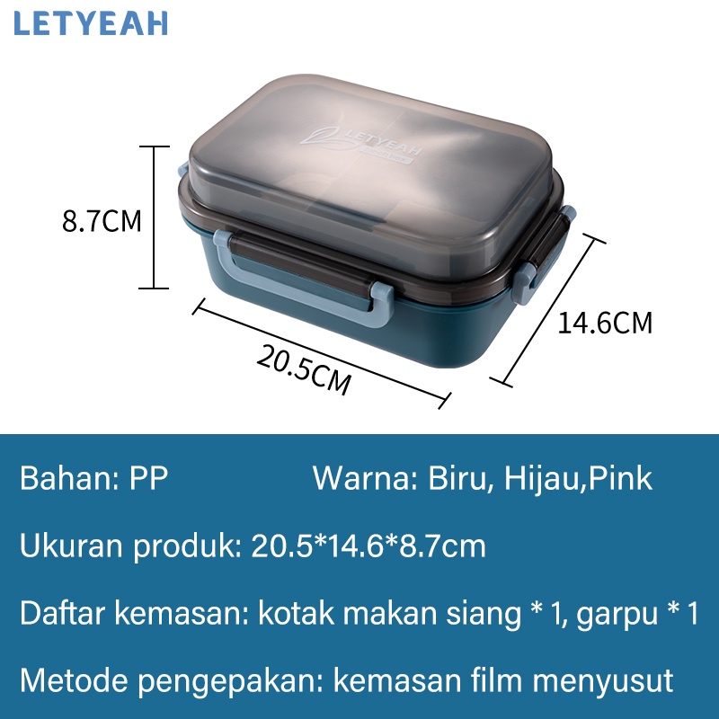 letyeah Lunch box susun kotak makan 2 tingkat anti tumpah /1000ml bento box anak/ BPA Free