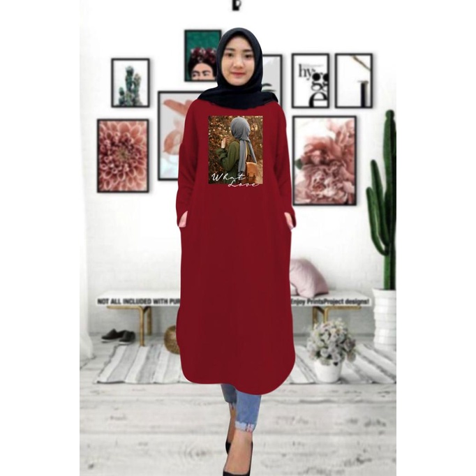 Tunik wanita DTF HIJAB WHAT / tunik murah / tunik kekinian / tunik panjang / tunik import / tunik jumbo