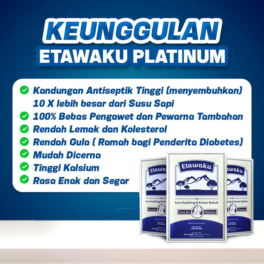 Etawaku Platinum - 3x Lebih Cepat Atasi Masalah Pernafasan Susu Kambing Etawa Kualitas Premium Non Gula Tingkatkan Daya Tahan Tubuh &amp; Imunitas 200g