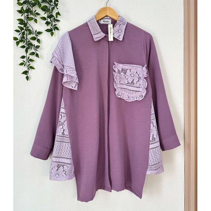 Terbaru , Long Tunik Katun Crincle , Original Disiko Exclusive , Tunik Renda Cantik Wanita Murah.