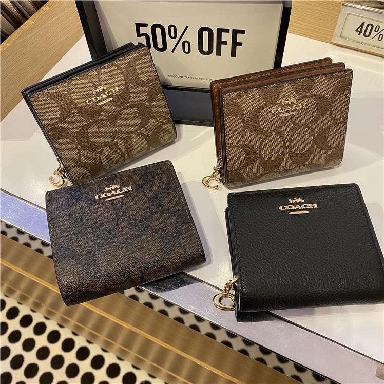 Coach Snap Wallet In Signature Canvas Coach Dompet wanita Lipat short wallet coach wallet coach Dompet