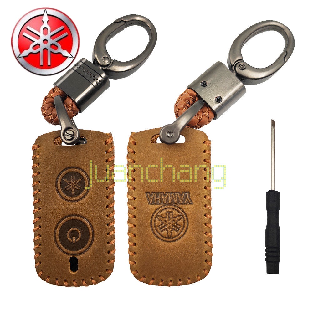 Leather Key Cover Untuk YAMAHA Nmax AEROX V2 2020/AEROX S/Xmax NVX155 QBIX AEROX JAUNS XMAX300 Sarung Kunci Kulit Motor case remote Holder keychain