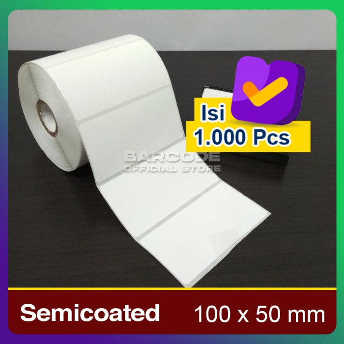 

Stiker Label Barcode 100 X 50 (1 Line) Kertas Sticker Label Semicoated 100X50