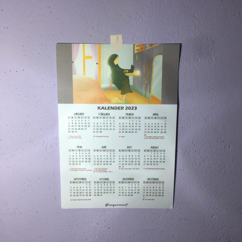 kalender 2023 aesthetic tempel dinding