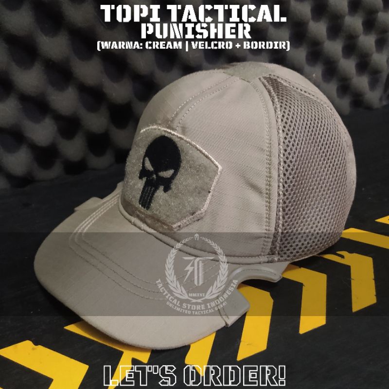 Topi Coak Tactical Punisher - Topi Tactical Velcro - Cream