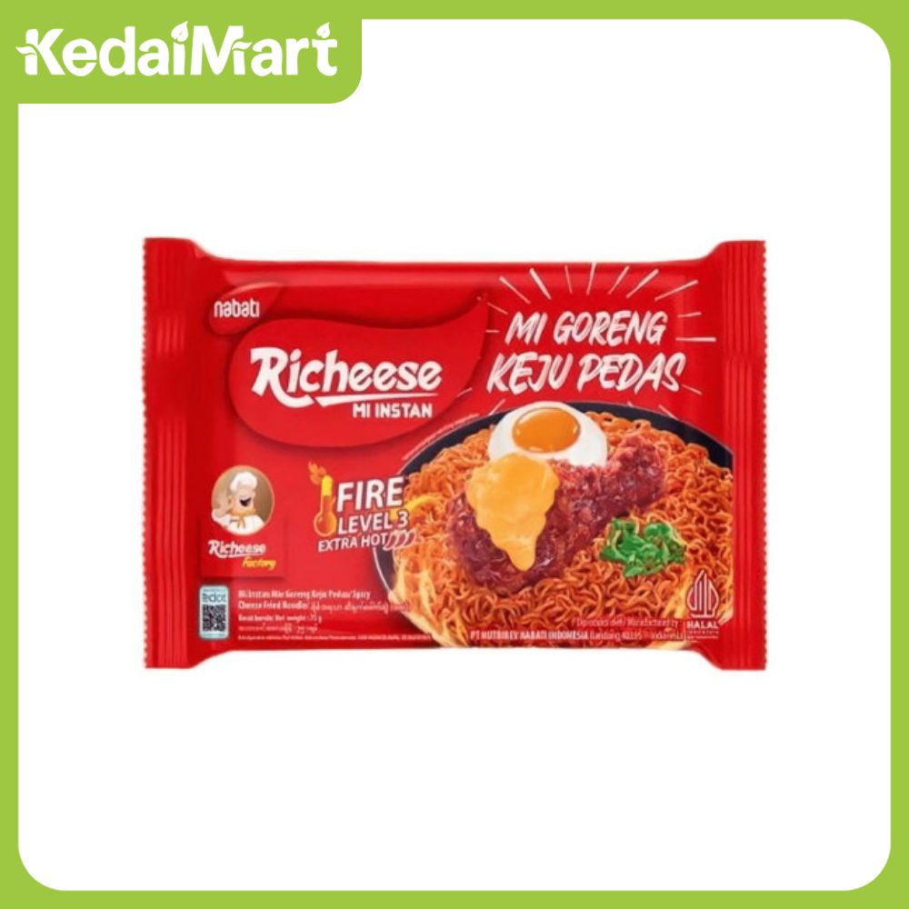 

Richeese Nabati Mi Instan Mi Goreng Keju Pedas Level 3 75 Gram