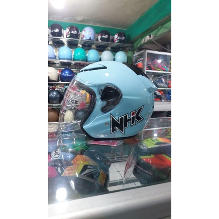 helm nhk r6 polos tosca blue / helm half face nhk r6 polos tosca blue original