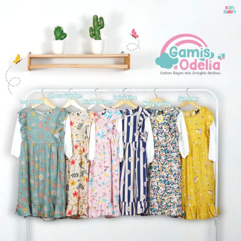 Gamis Anak Perempuan Odelia gamis anak perempuan bahan rayon premium mix airflow crinkle usia 1-5tah
