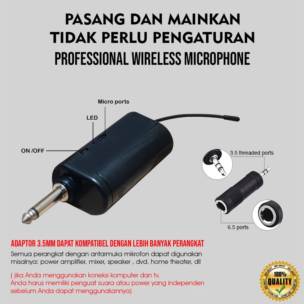 ERRLY Mic 01 Wireless Single Profesional Microphone MIC 1 Tanpa Kabel ISI 1 pics Mikrofon Murah Premium Quality