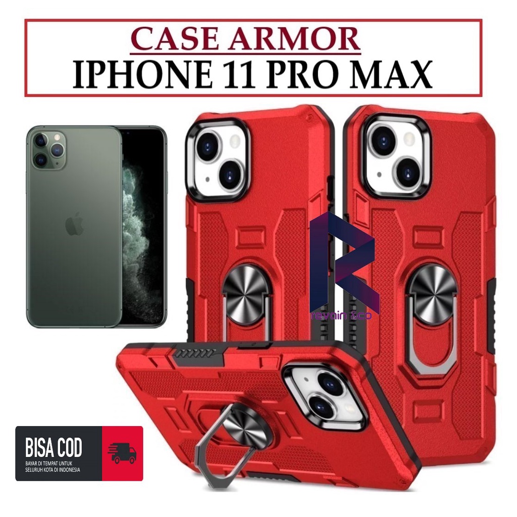 Case Armor IPHONE 11 PRO MAX Iring Cincin Magnetic Kesing Hp Protect kamera Premium Hard Case Standing Robot Pelindung Kamera