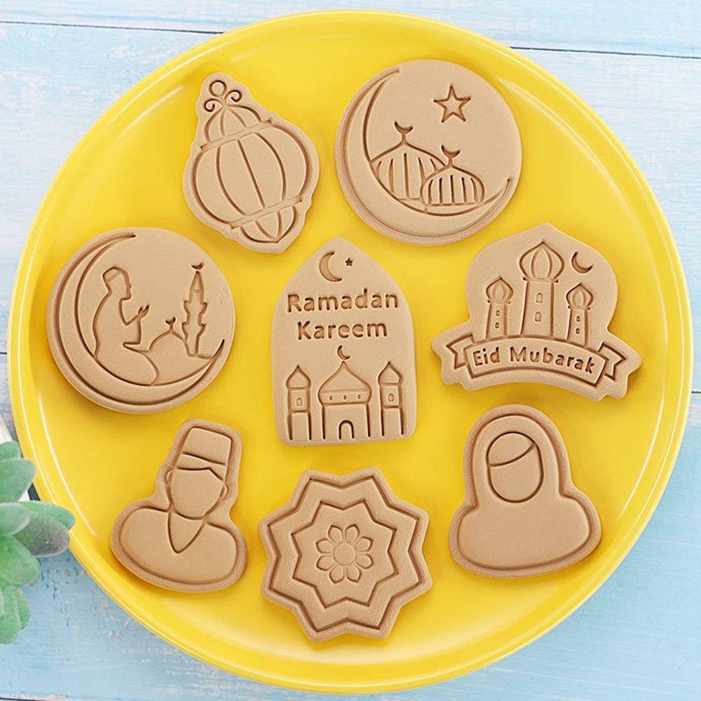 Solighter 8pcs/set Cetakan Kue Fondant Makanan Eid Mubarak Islam Muslim Festival Cookie Cutter