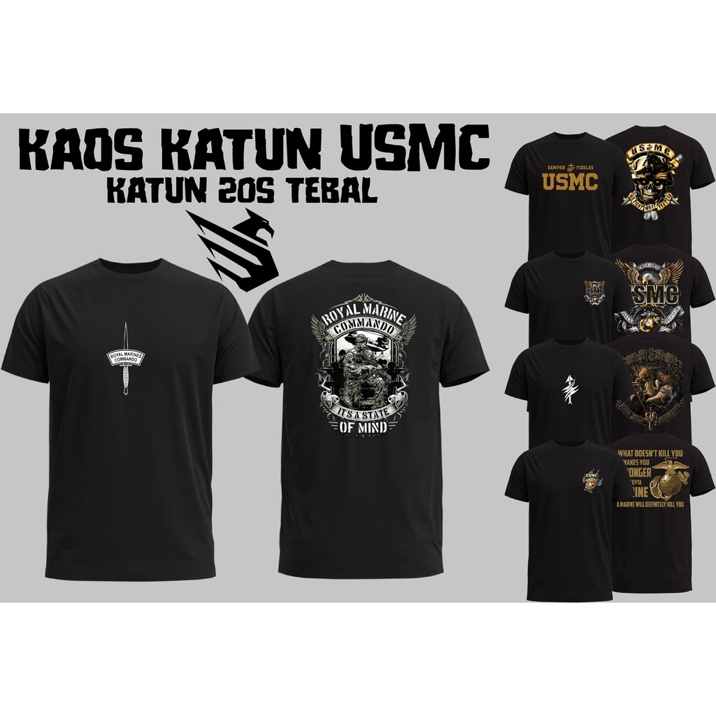 kaos katun USMC/MARINES 20s tebal