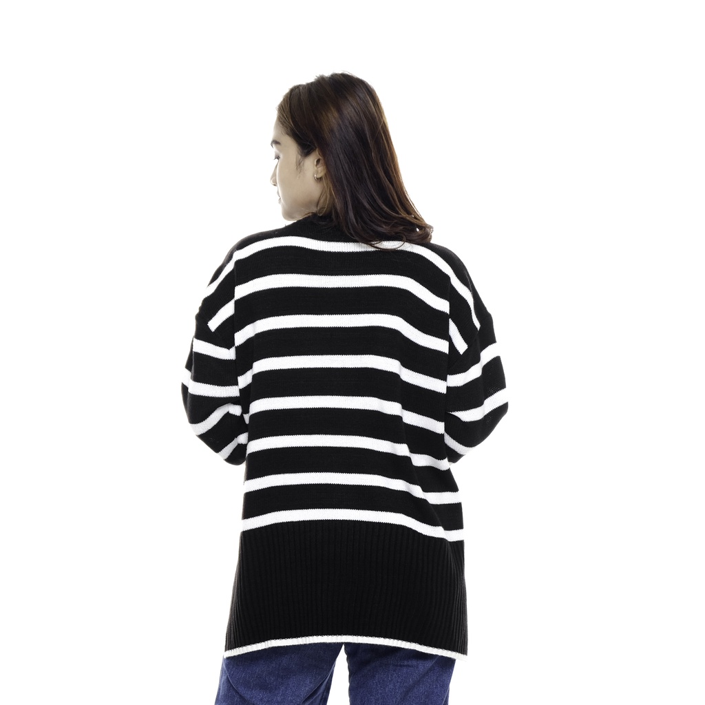 Sweater Rajut Haru Striped Knit Oversize Premium Blouse Cardigan Wanita Murah Halus COD Free Ongkir