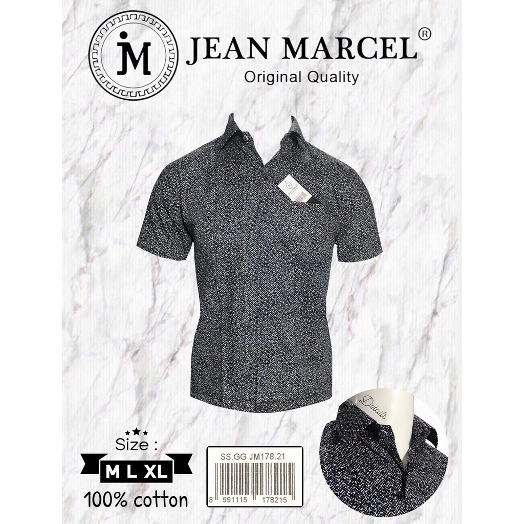 JEAN MARCEL - ATASAN KEMEJA PRIA LENGAN PENDEK SLIMFIT BAHAN KATUN
