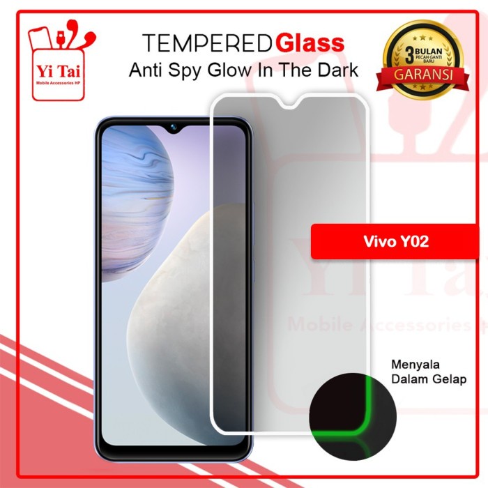 YI TAI - Glow In The Dark Tempered Glass Spy Vivo Y02