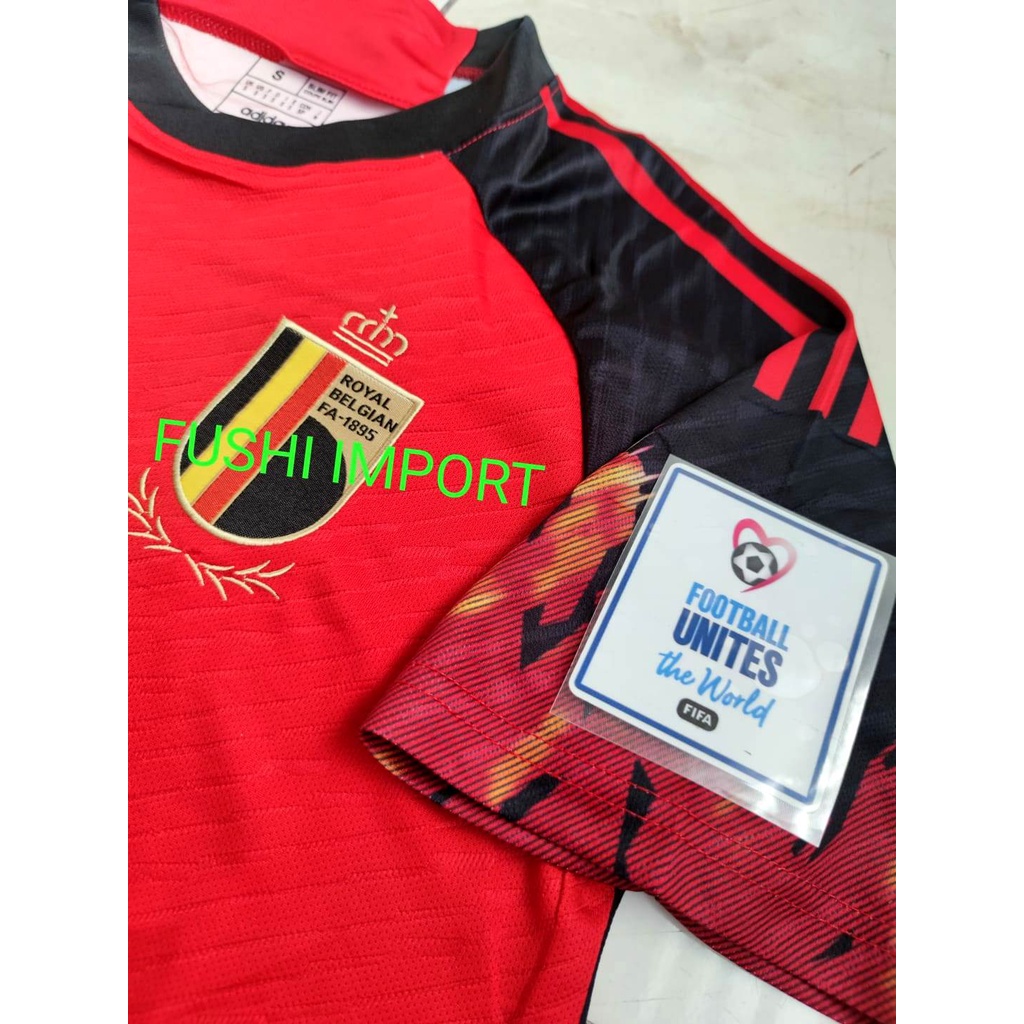 Jersey Baju Bola Belgia Home Full Patch EURO 2022 2024 Grade Ori