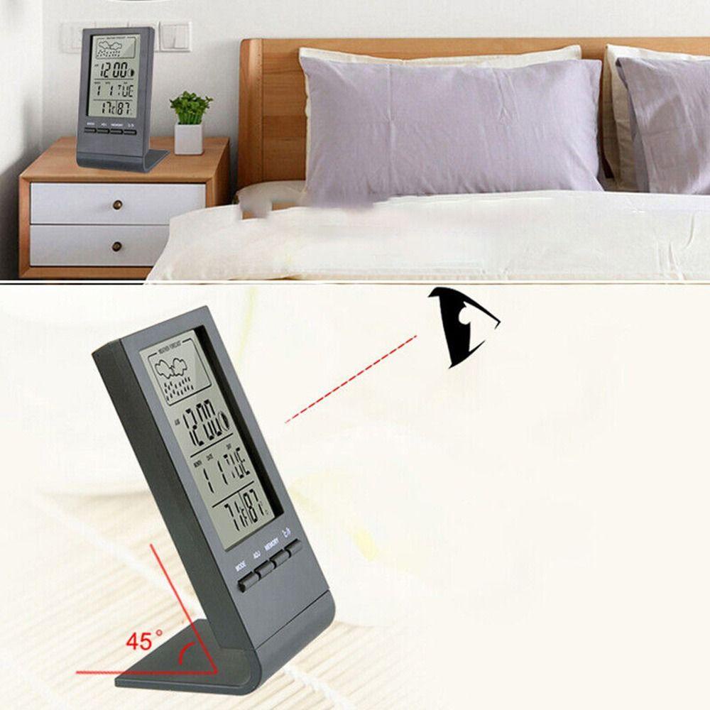 POPULAR Populer Digital Thermo-Hygrometer Rumah Stasiun Cuaca Kamar Desktop Jam Weker