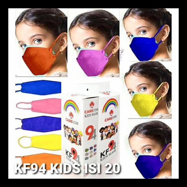 MASKER KF94 4 PLY ISI 20 MASKER ANAK POLOS KARAKTER WARNA WARNI MURAH BARU