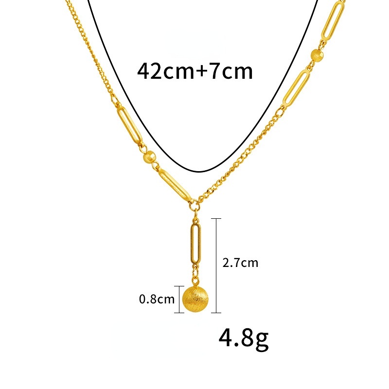 Goldkingdom Fashion Perhiasan Emas Asli Kadar 375 Bangkok Aksesoris Ready Stock Baru Emas Kalung Pria Dan Wanita Dengan Bola Dan Bing Liontin Geometris Gelang Gaya Retro