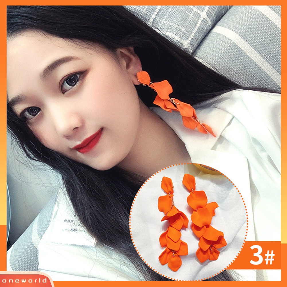 [WONE] Fashion Wanita Kelopak Bunga Menjuntai Drop Hoop Hook Earrings Hadiah Perhiasan Liburan