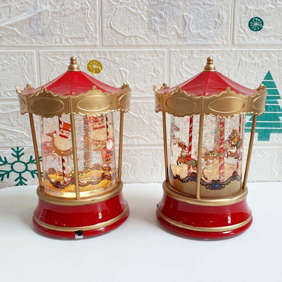 Snow Globe Carousel Kado Hadiah Christmas Gift Kotak Musik Salju Santa Kotak Musik Natal Harga Grosir Termurah Kado Natal Christmas Music Box Snow Box