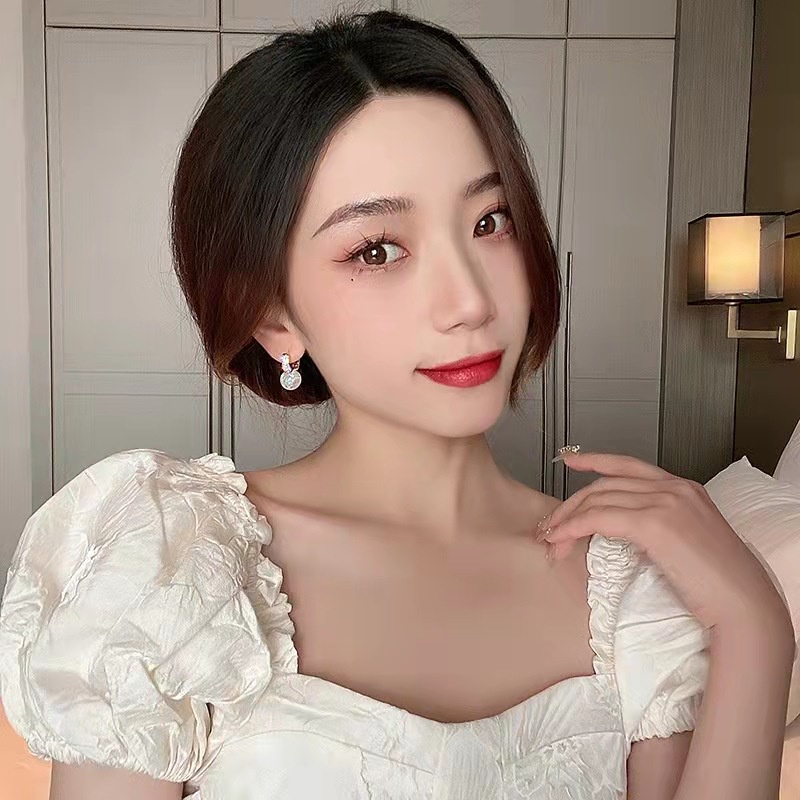 Korea Fashion s925 Perak Jarum Mermaid Ji Mutiara Micro set Zirkon Wanita Telinga Gesper Anting Perjamuan Perhiasan