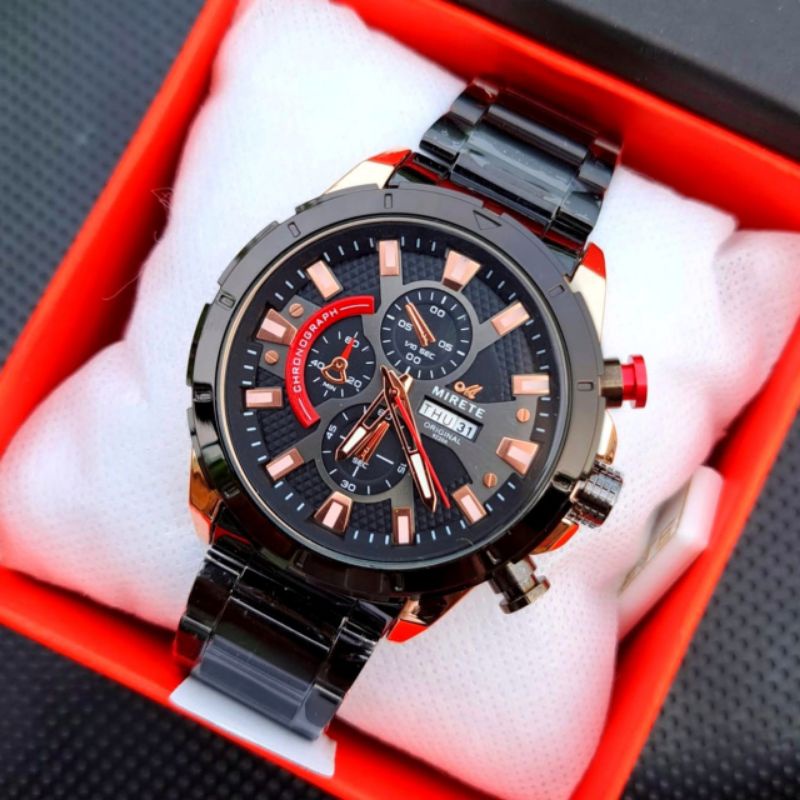 MIRETE EDITION Jam TANGAN pria Original Tahan Air TANGGAL Hari Aktif | Full Stainless Steel 10% Original | Jam Tangan Pria Import Berkualitas Murah