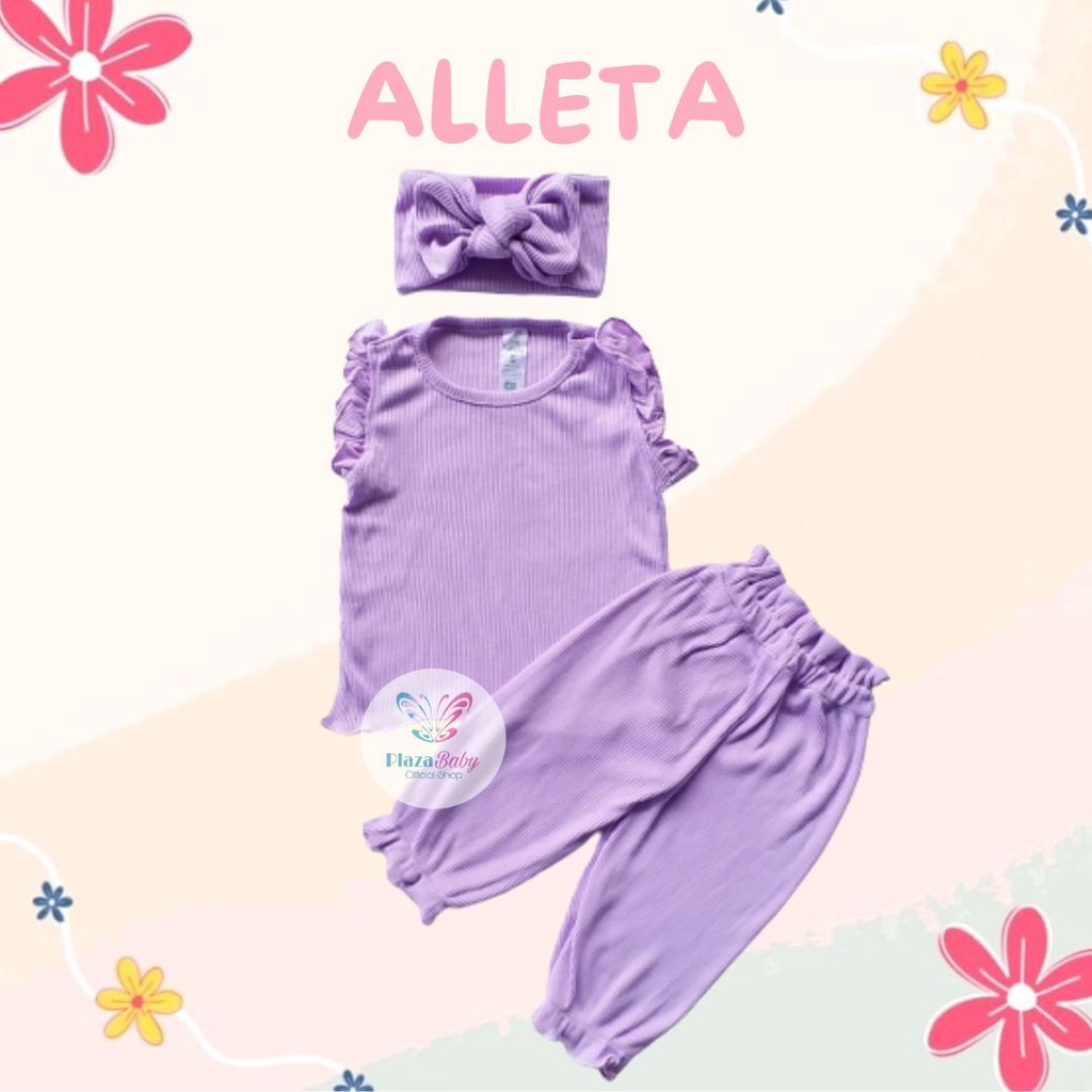 SALE 10.10 Plazababyku MX ALLETA setelan bayi motif bunga yang lucu free headband scrunchie + sandal PART3