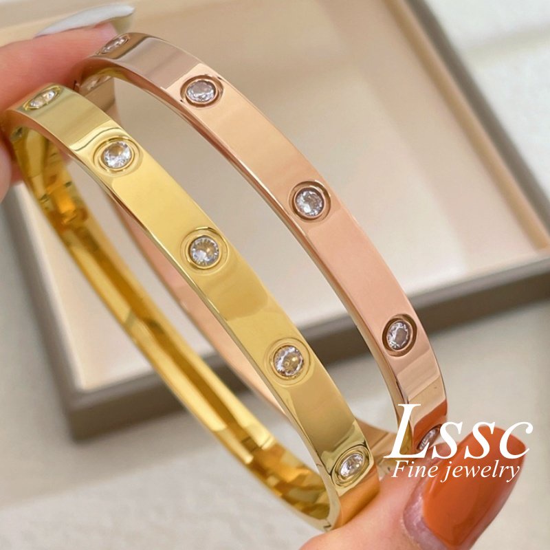 Gelang Titanium Wanita Anti Karat Permata Emas 18K Mewah Cantik Terbaru 2022 Aksesoris Fashion Korea