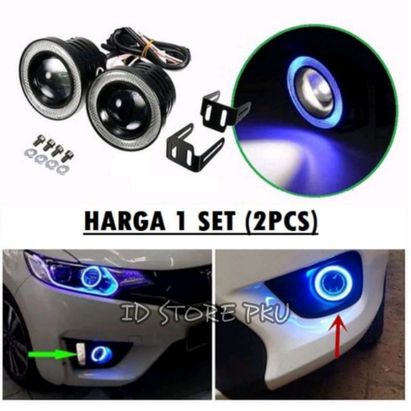 SEPASANG LAMPU KABUT FOGLAMP LED 89MM 3.5INCH PROJECTOR ANGEL EYES- FOGLAMP ANGEL EYES 89MM 3.5INCH-