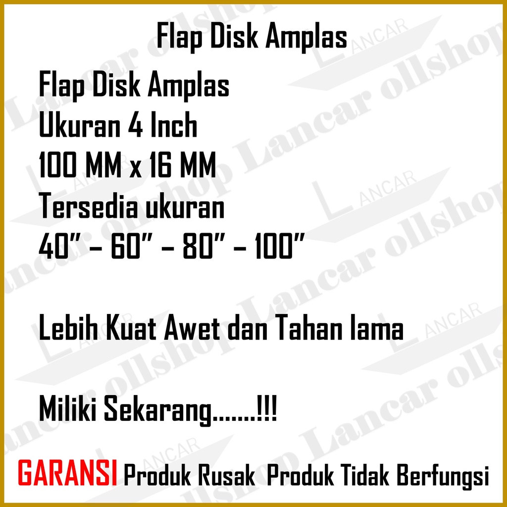 Amplas Susun 4&quot; / FLAP DISC 100x16mm Gerinda Amplas Susun 4inch / Flap Disk Amplas Mata Gerinda Sander Tumpuk 4&quot; Grit 40 60 80 100 120 240