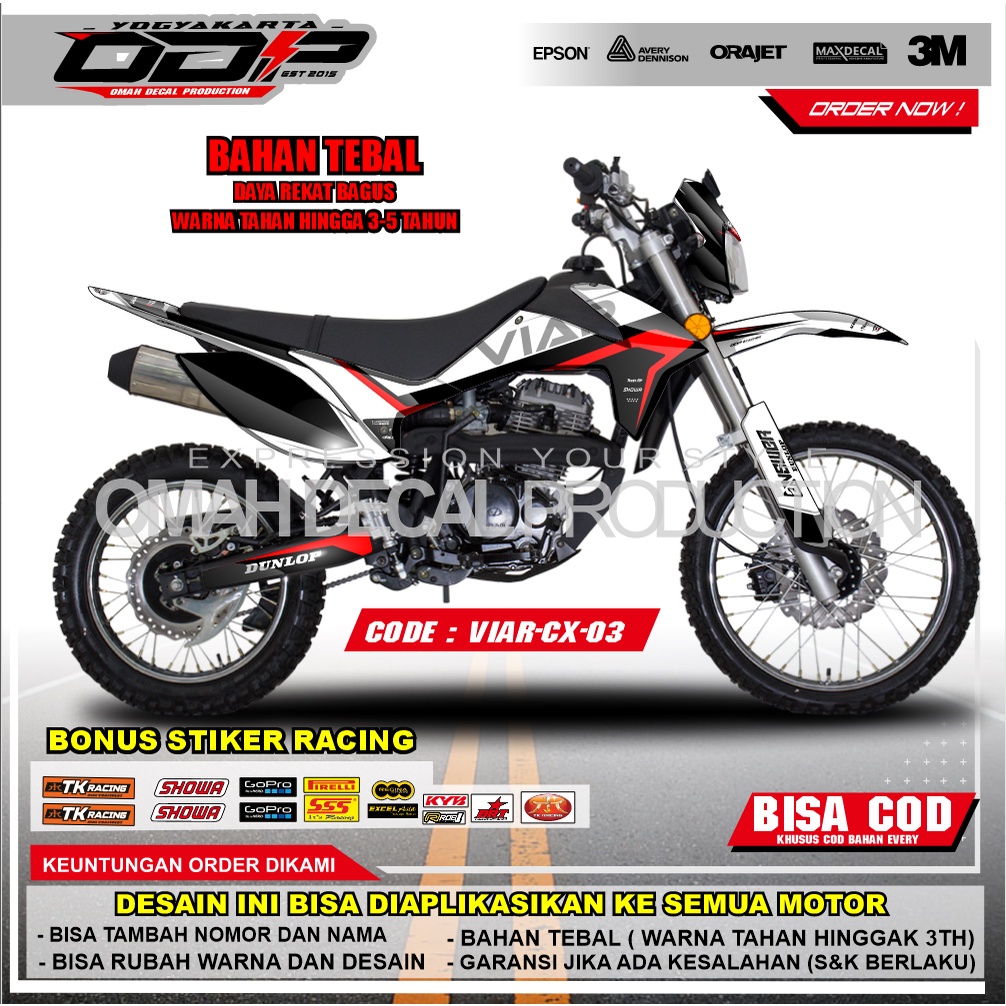 DECAL VIAR CROSS 250 FULL BODY STIKER DEKAL VIAR CROSS 250 BANYAK PILIHAN WARNA MODEL TERBARU BISA R