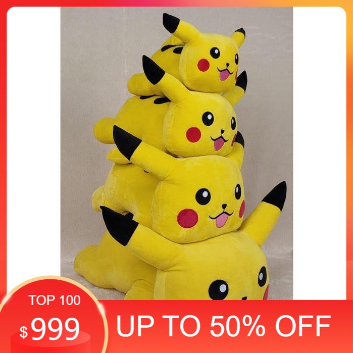 Boneka Pokemon Tidur, Lying Pikachu Ukuran L Dan XL